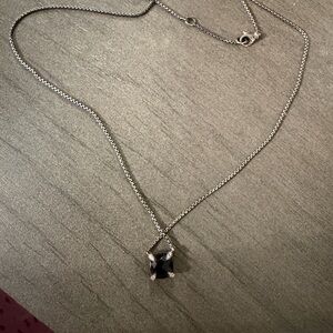 David Yurman Silver Necklace with Black Gemstone